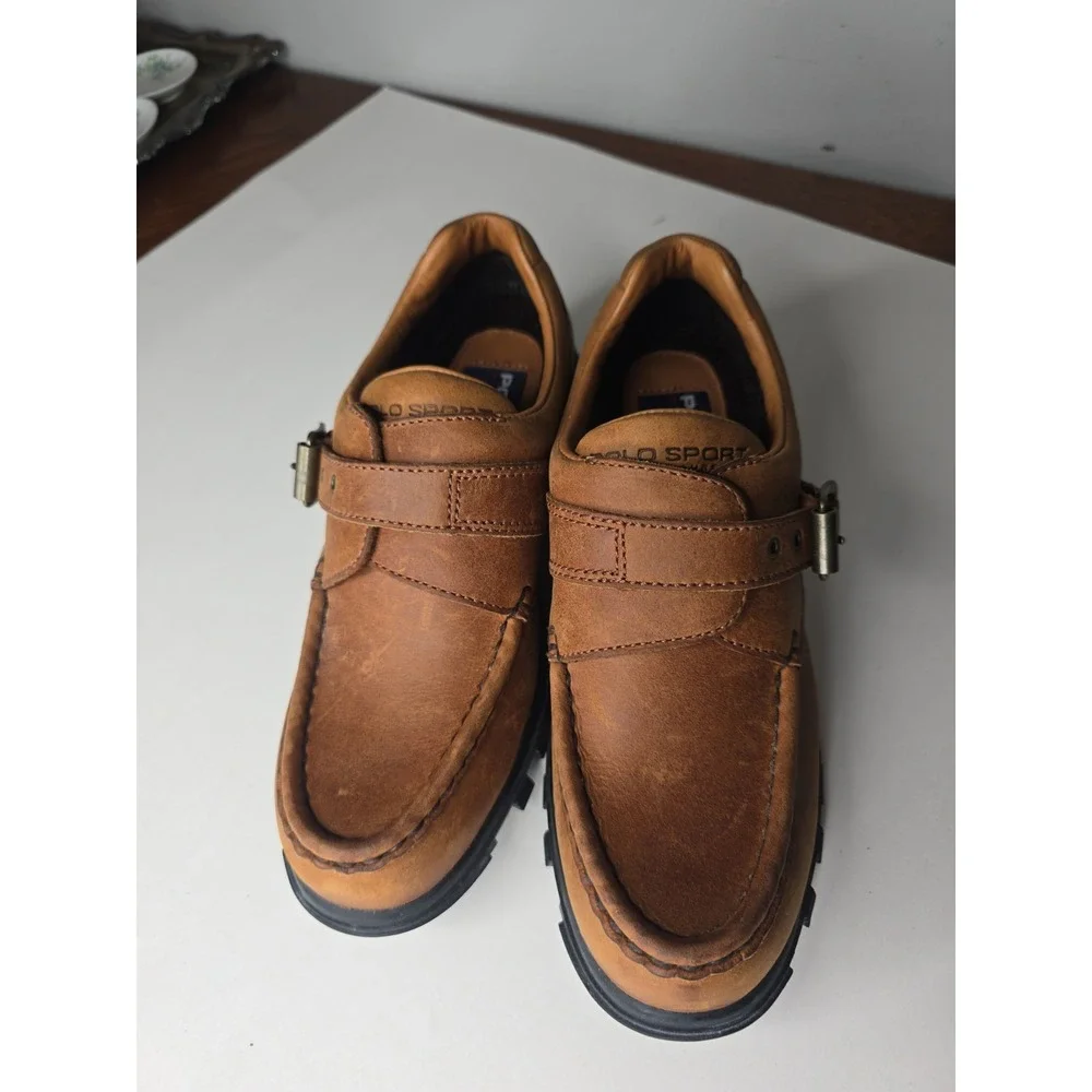 Polo Sport Ralph Lauren Women Leather Oxford Buckle Shoes 90s WB4194 Size 8.5B
